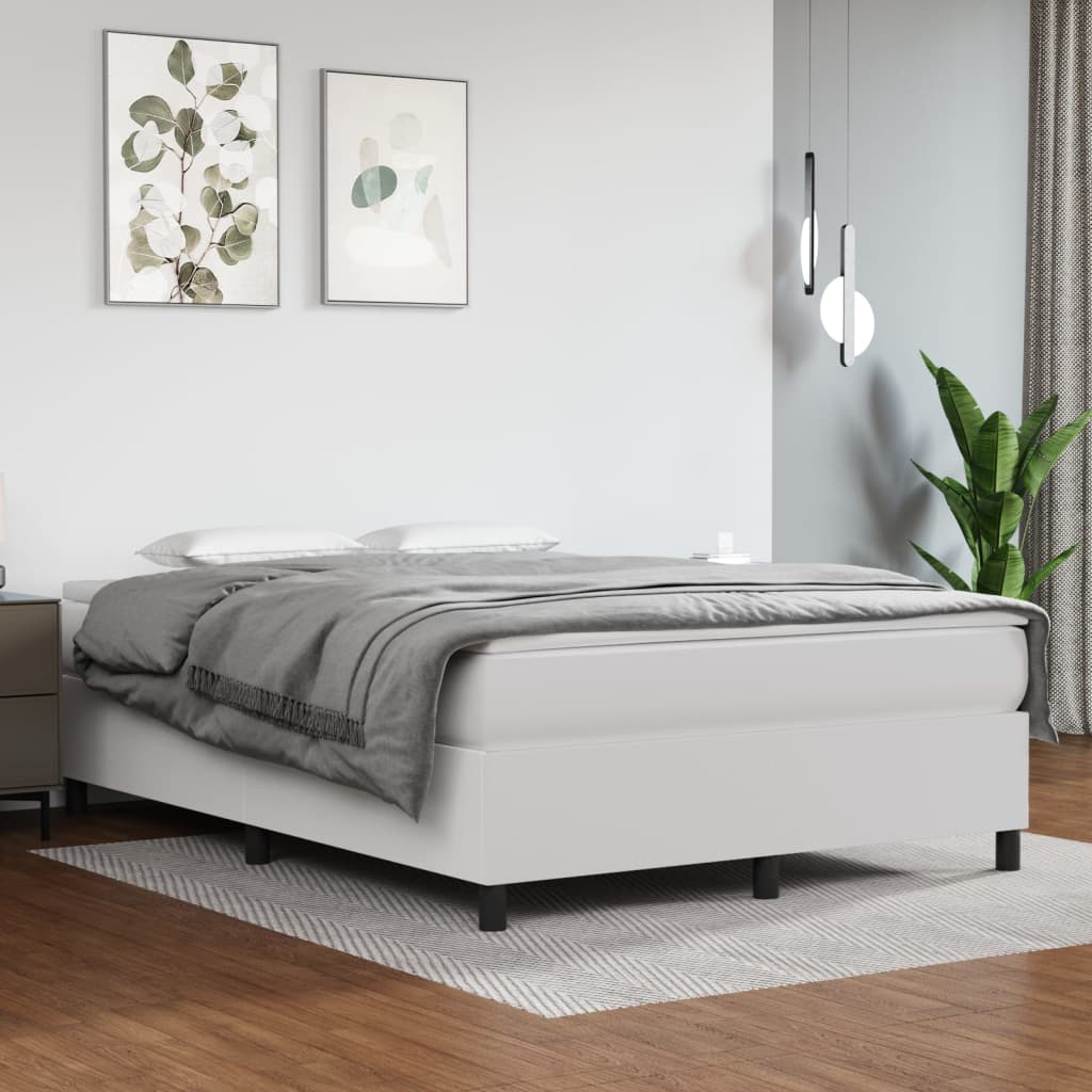 Okvir za krevet s oprugom bijela 140x200 cm od umjetne kože