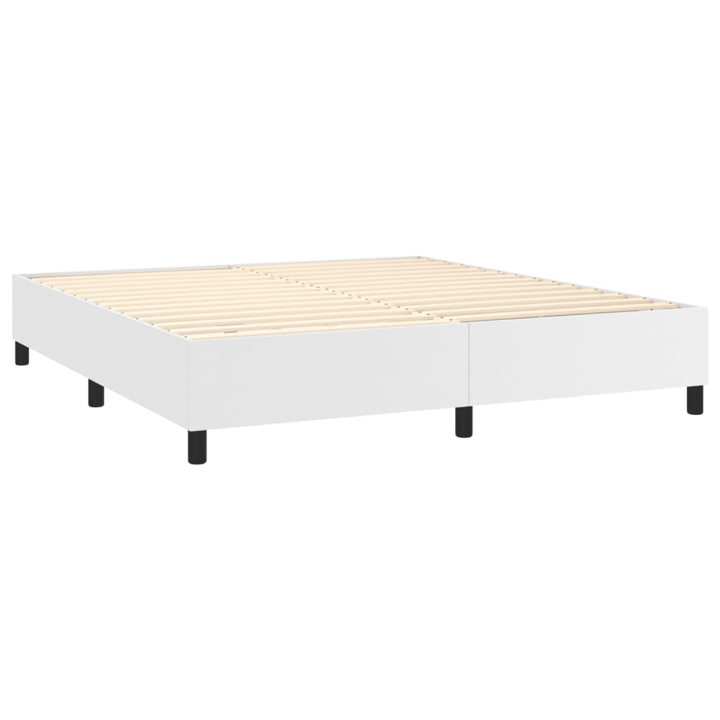Okvir za krevet s oprugom bijela 160x200 cm od umjetne kože