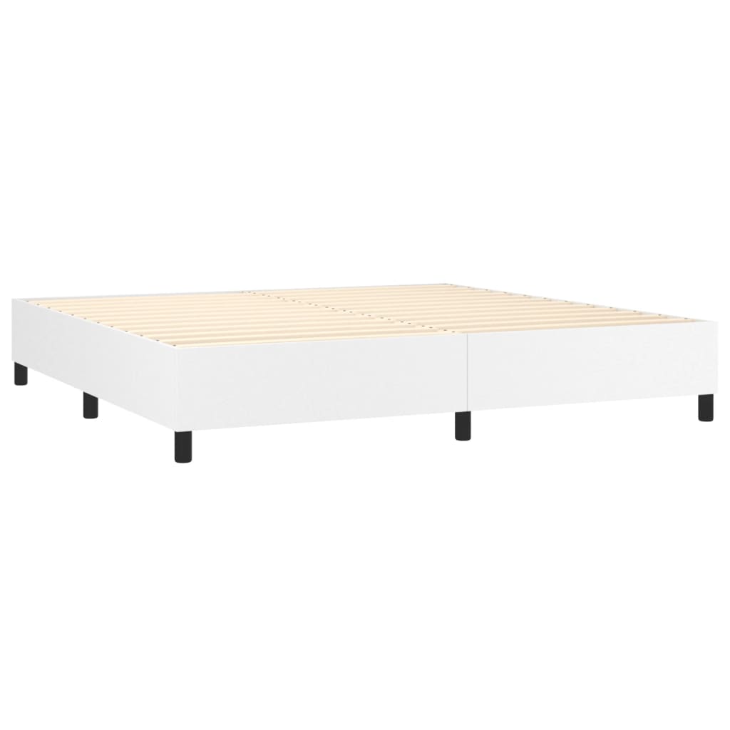 Okvir za krevet s oprugom bijela 200x200 cm od umjetne kože