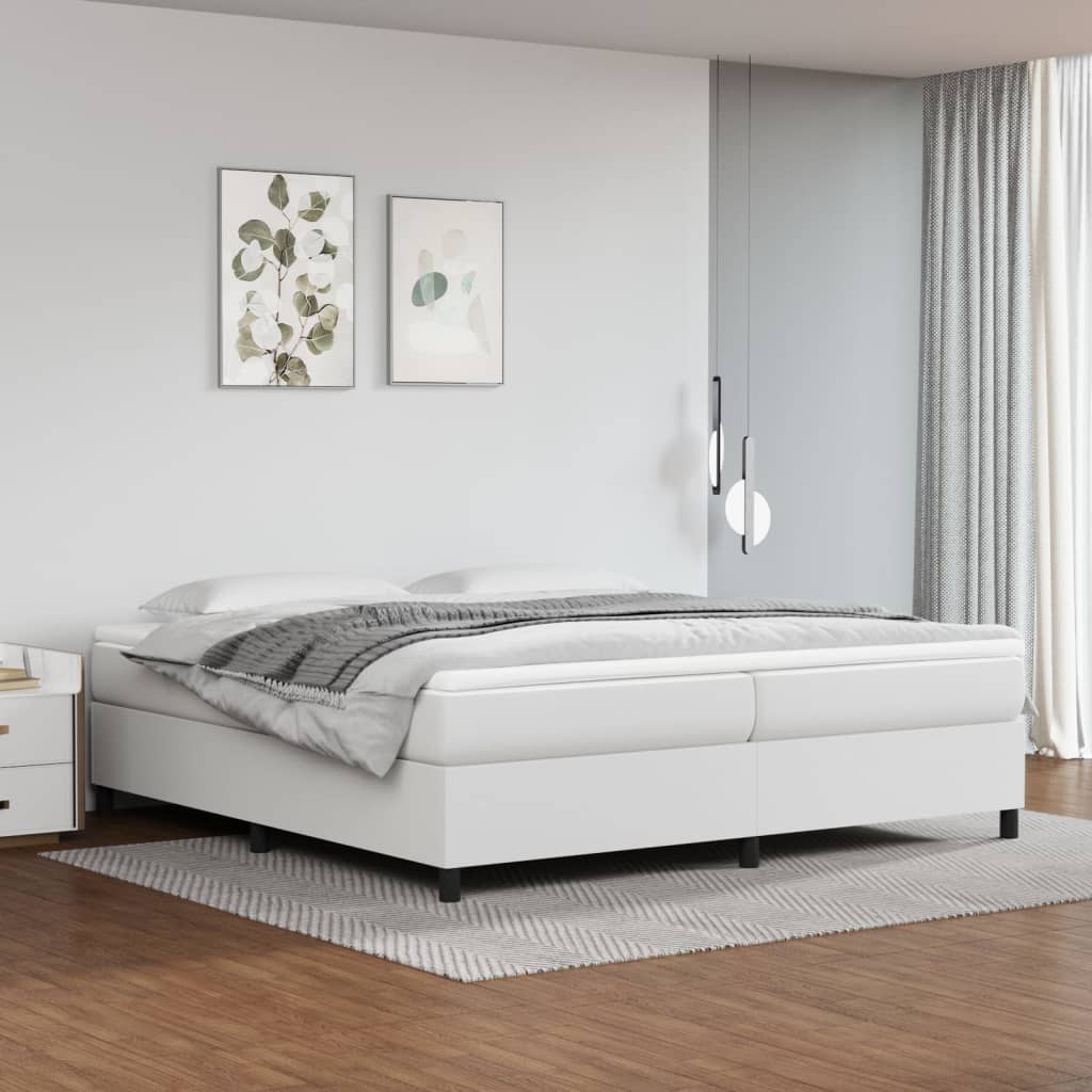 Okvir za krevet s oprugom bijela 200x200 cm od umjetne kože