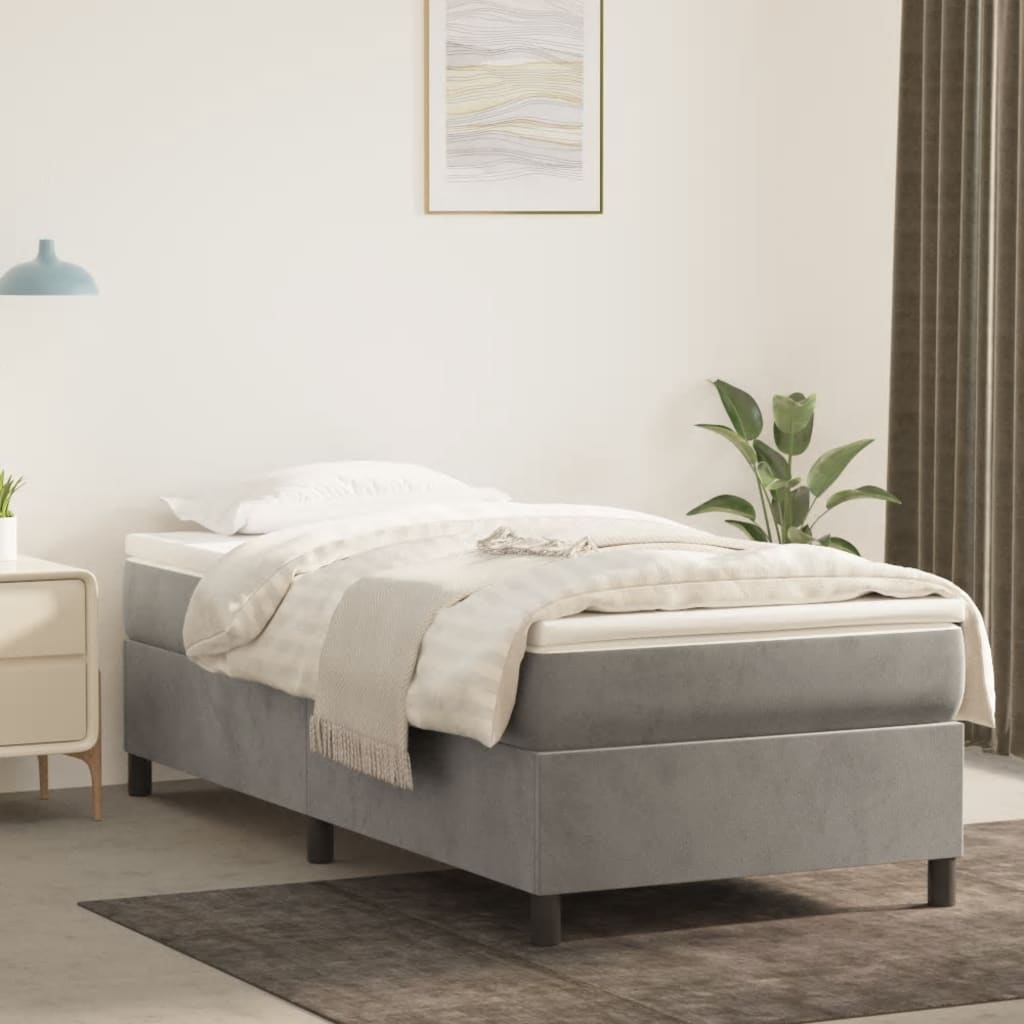 Okvir za krevet s oprugom svjetlosivi 80x200 cm baršunasti