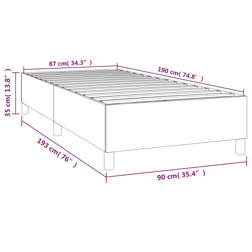 Okvir za krevet s oprugom crni 90x190 cm baršunasti
