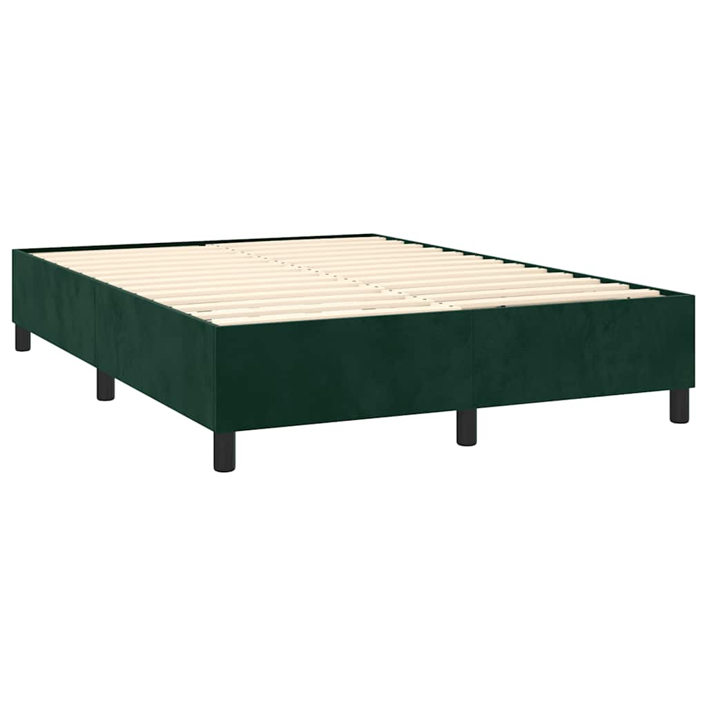 Okvir za krevet s oprugom tamnozeleni 140x190 cm baršunasti