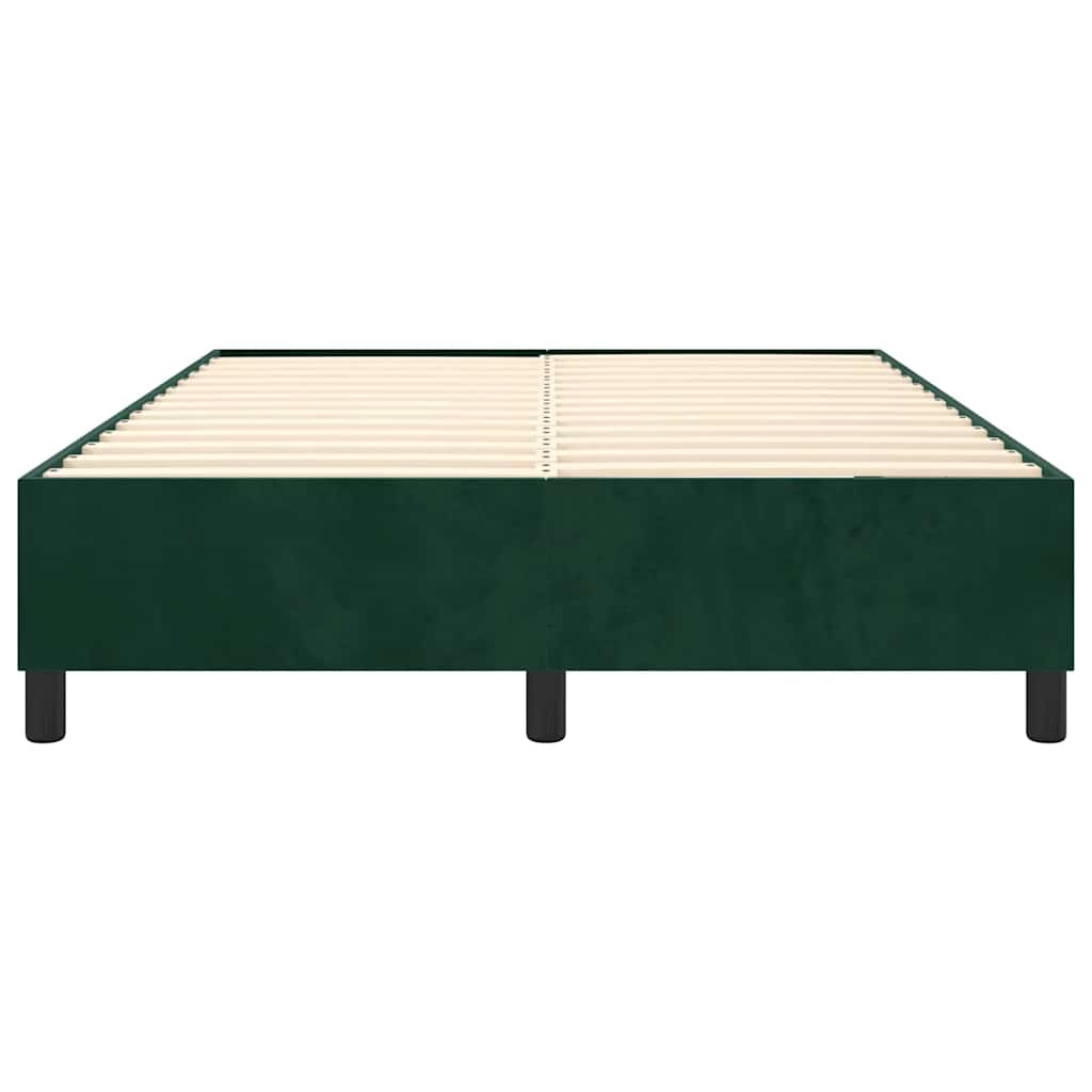 Okvir za krevet s oprugom tamnozeleni 140x190 cm baršunasti