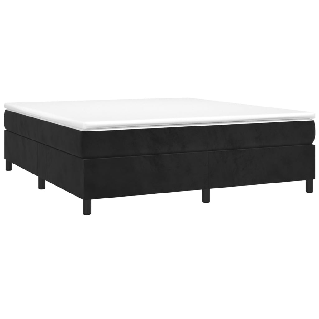 Okvir za krevet s oprugom crni 200x200 cm baršunasti
