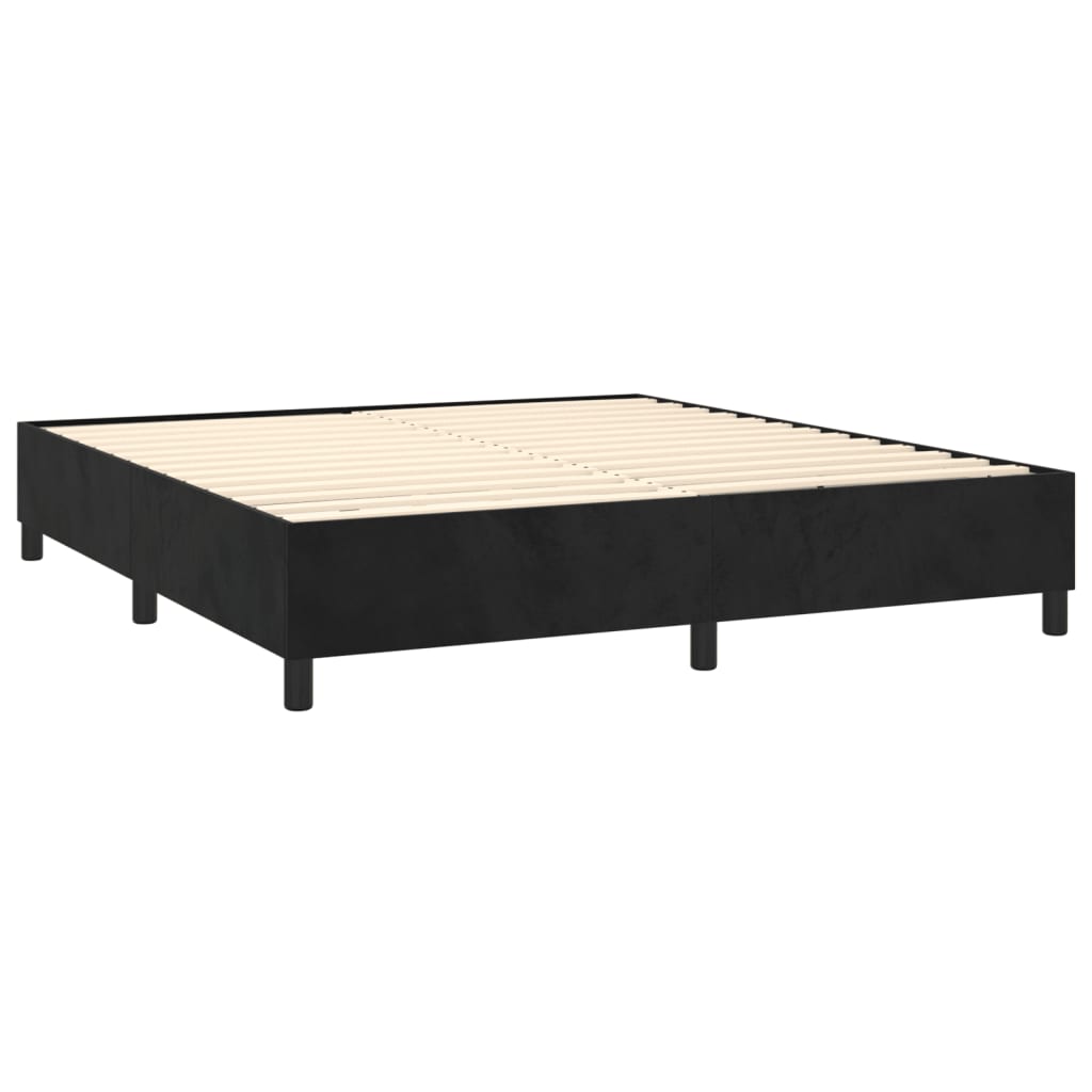 Okvir za krevet s oprugom crni 200x200 cm baršunasti
