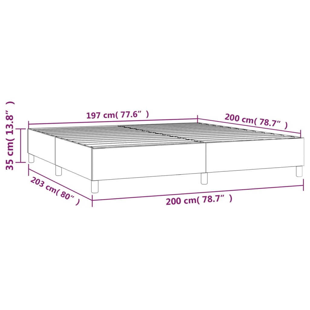 Okvir za krevet s oprugom crni 200x200 cm baršunasti