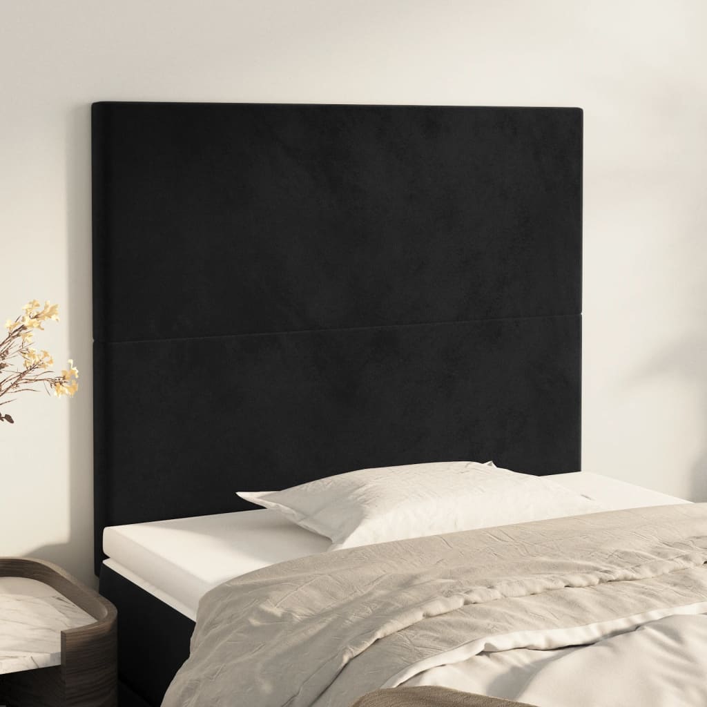 Uzglavlje Crno 80x5x118/128 cm Baršunasto