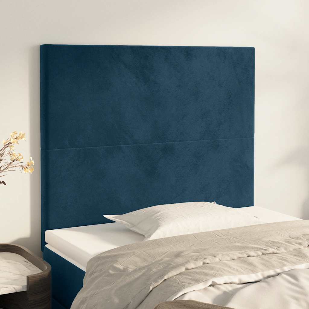 Uzglavlje tamnoplavo 90x5x118/128 cm baršunasto