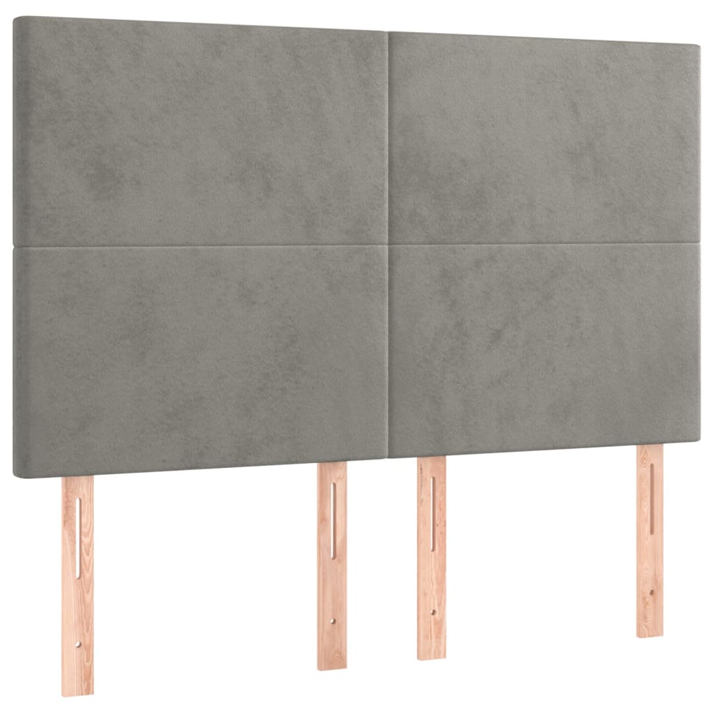 Uzglavlje svijetlosivo 144x5x118/128 cm baršunasto