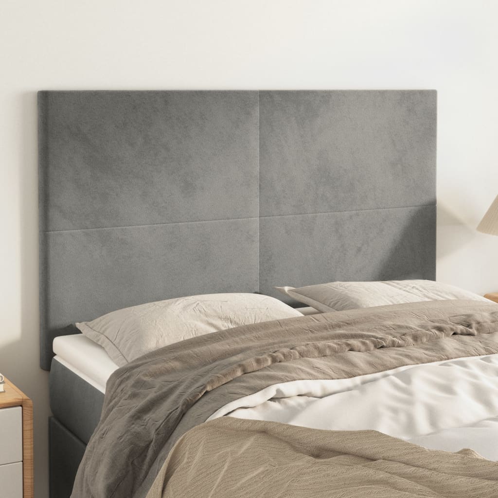 Uzglavlje svijetlosivo 144x5x118/128 cm baršunasto