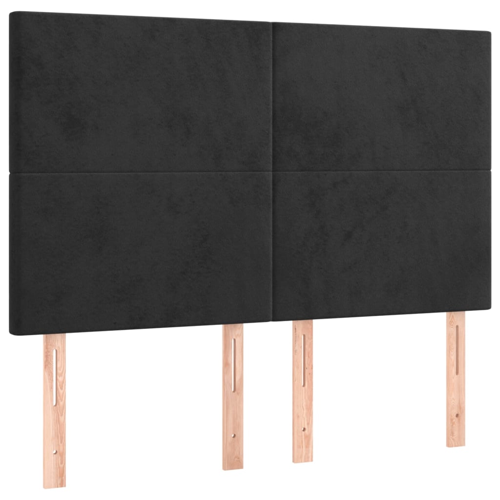 Uzglavlje Crno 144x5x118/128 cm Baršunasto