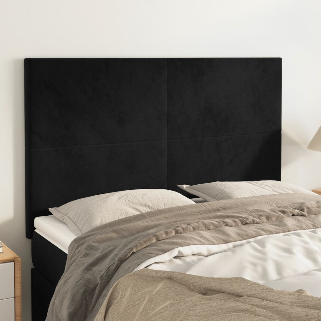 Uzglavlje Crno 144x5x118/128 cm Baršunasto