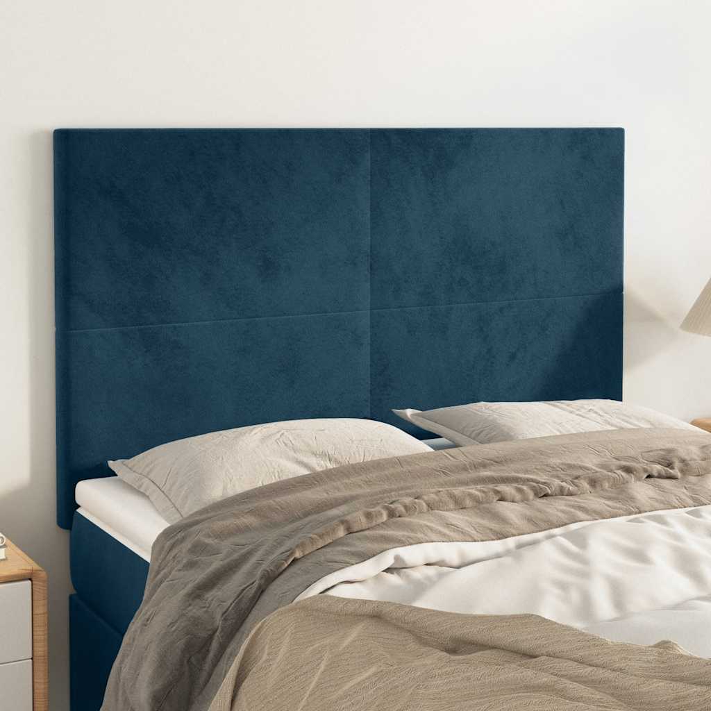 Uzglavlje tamnoplavo 144x5x118/128 cm baršunasto