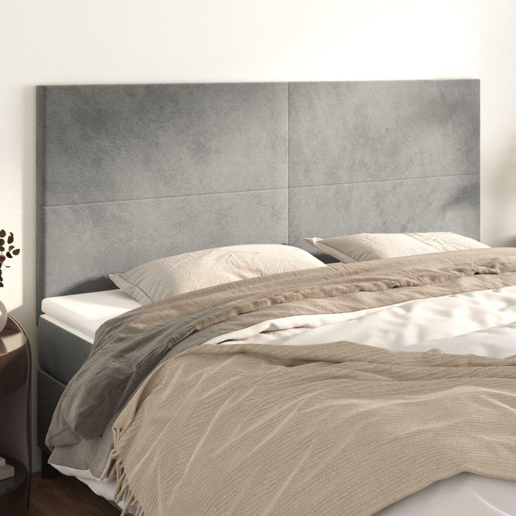 Uzglavlje svijetlosivo 200x5x118/128 cm baršunasto