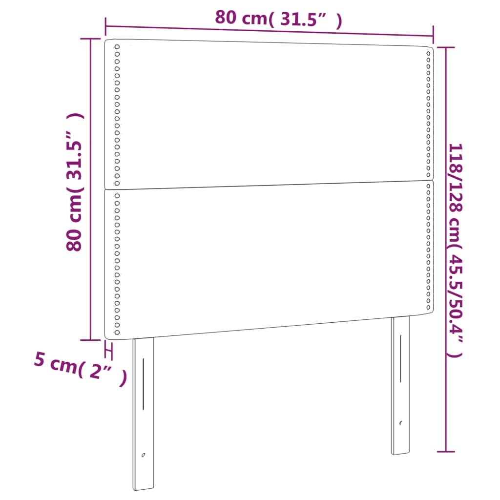 Uzglavlje Crno 80x5x118/128 cm Baršunasto
