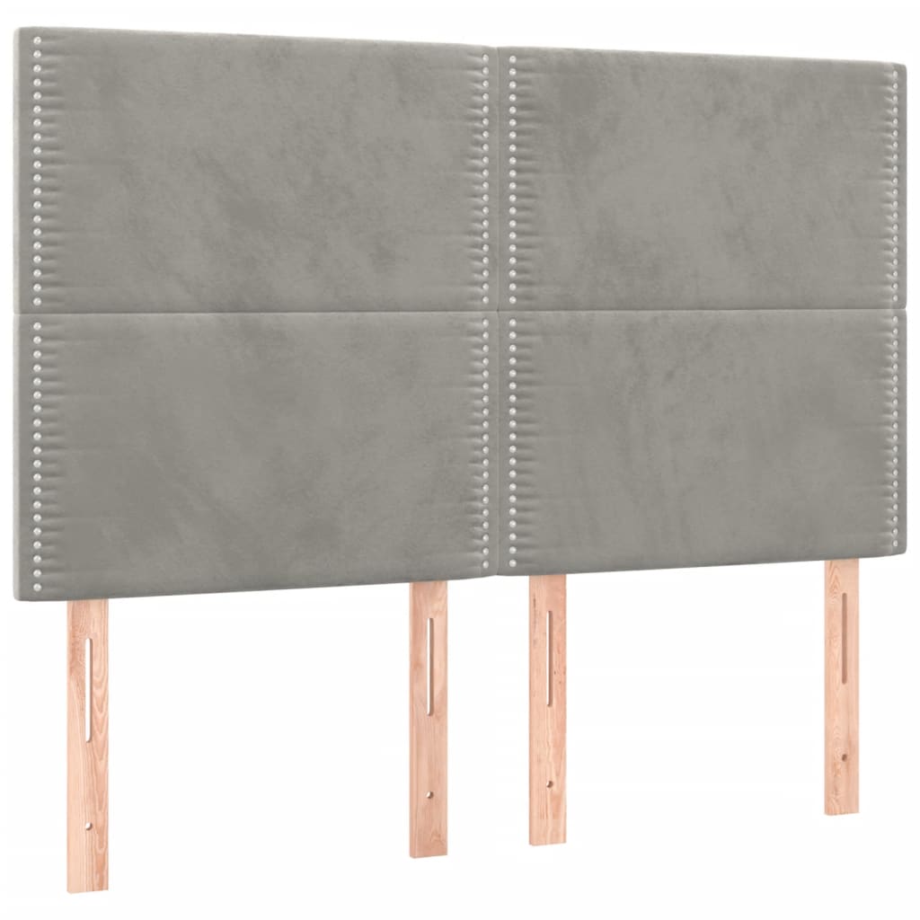 Uzglavlje svijetlosivo 144x5x118/128 cm baršunasto