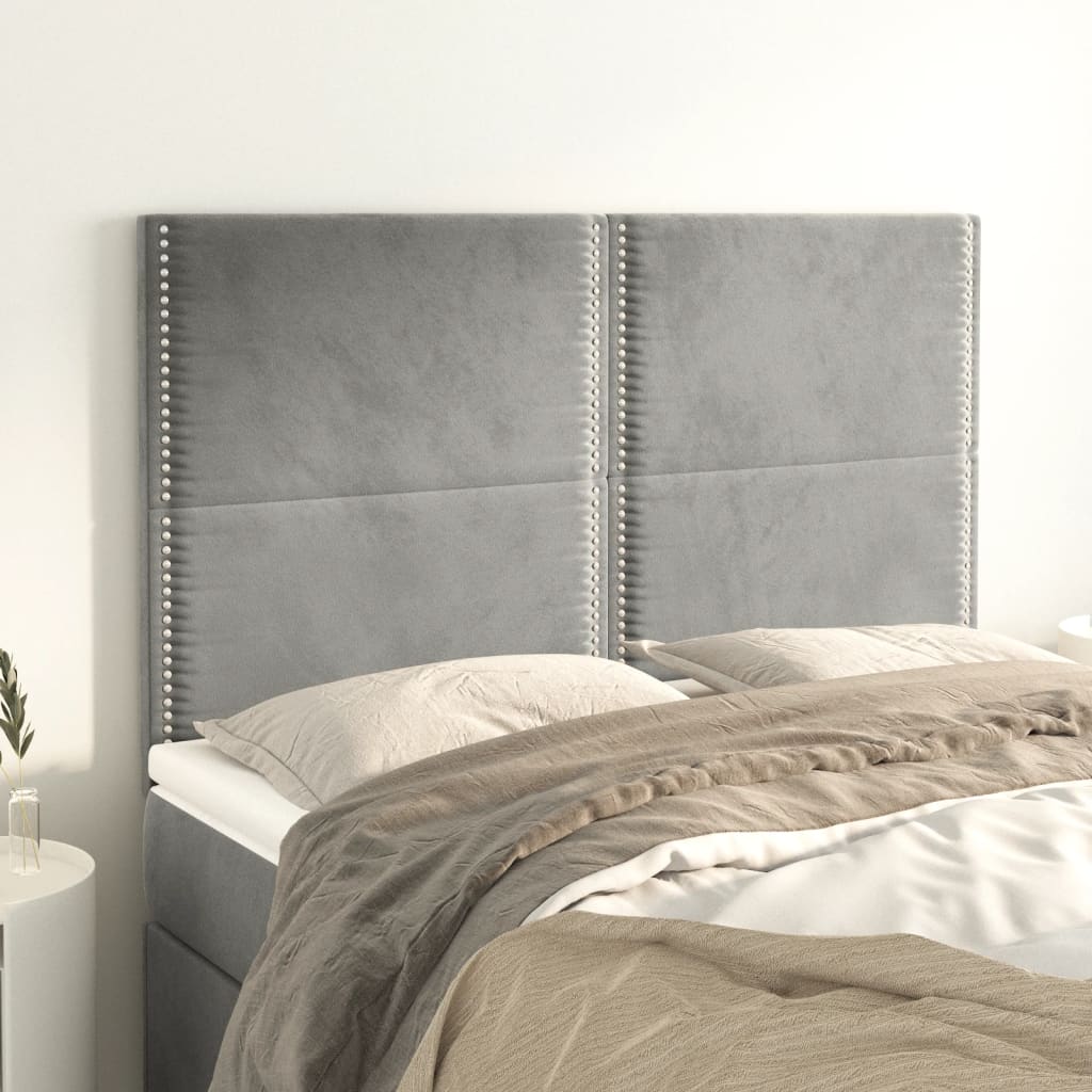 Uzglavlje svijetlosivo 144x5x118/128 cm baršunasto
