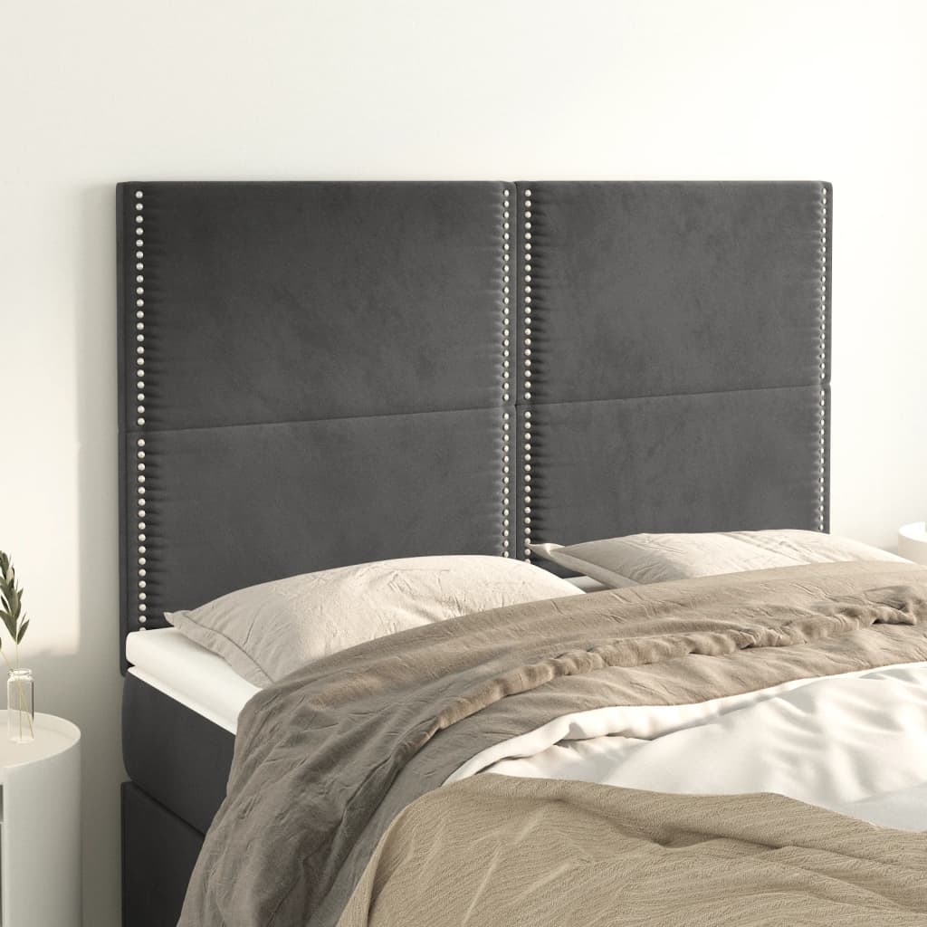 Uzglavlje tamno sivo 144x5x118/128 cm baršunasto