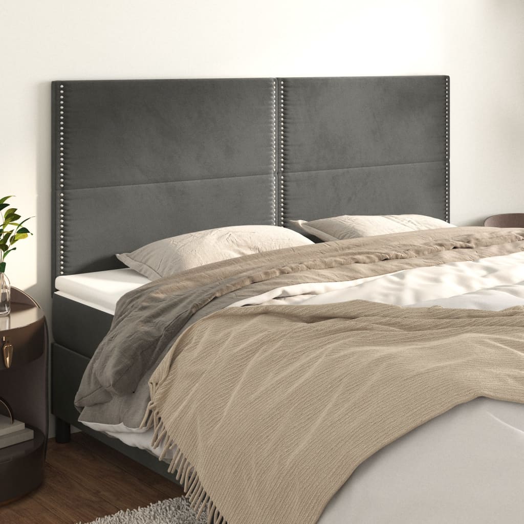 Uzglavlje tamno sivo 180x5x118/128 cm baršunasto