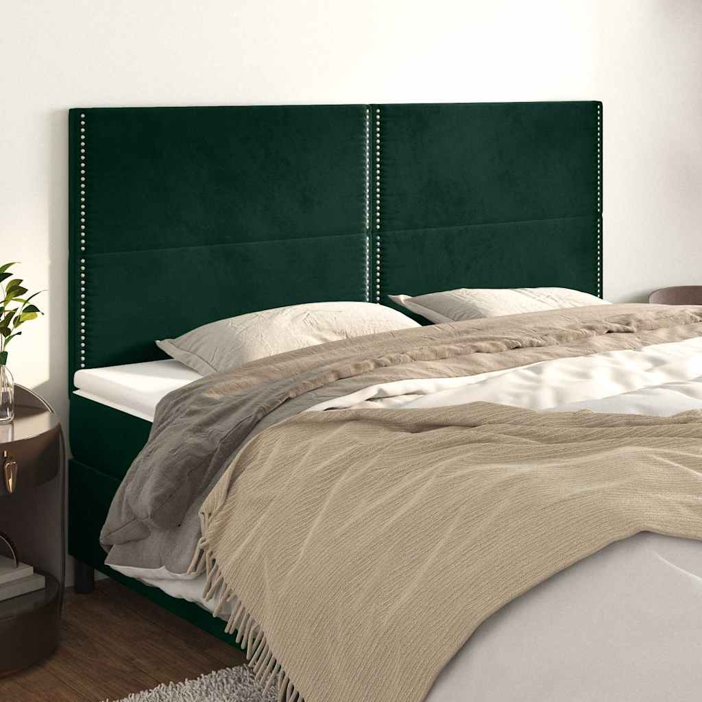 Uzglavlje tamnozeleno 180x5x118/128 cm baršunasto
