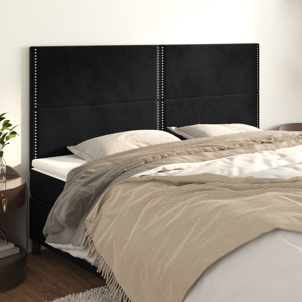 Uzglavlje crno 200x5x118/128 cm baršunasto
