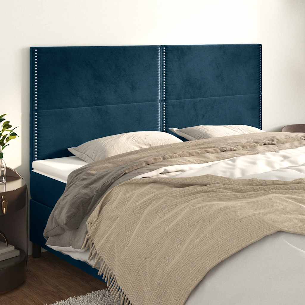 Uzglavlje tamnoplavo 200x5x118/128 cm baršunasto