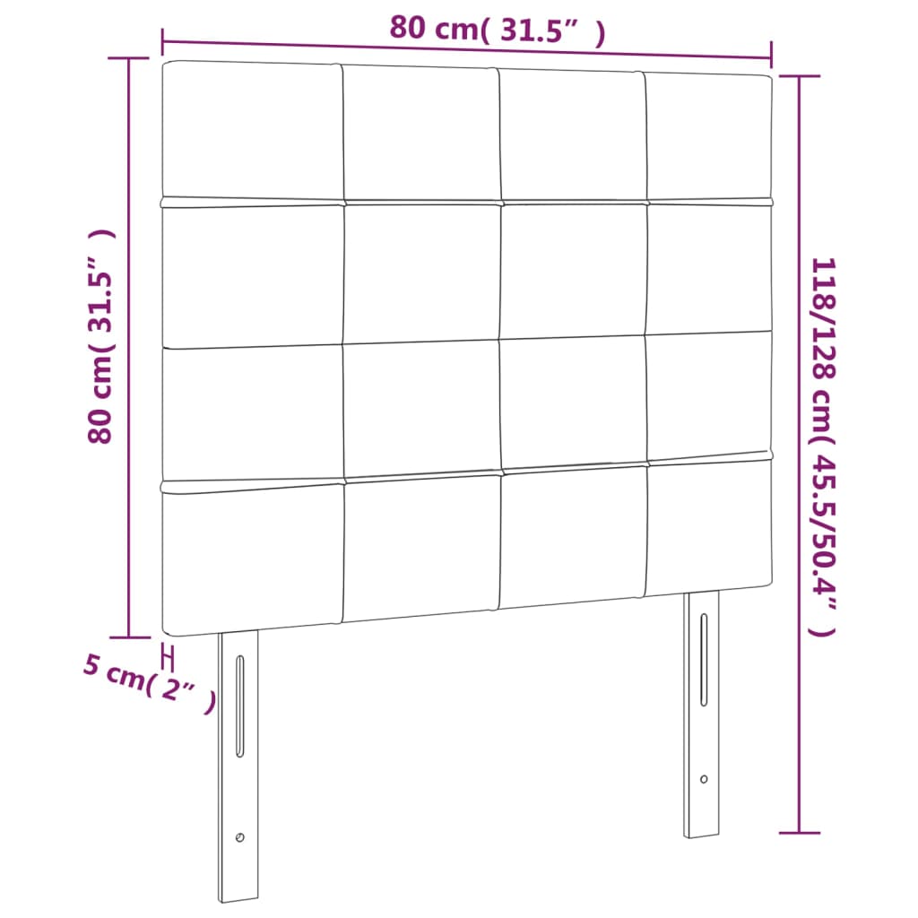 Uzglavlje tamno sivo 80x5x118/128 cm tkanina