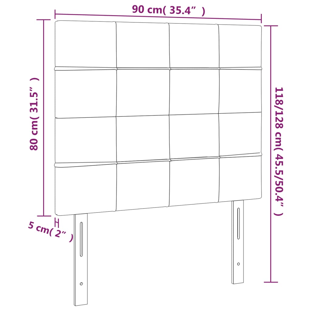 Uzglavlje plavo 90x5x118/128 cm tkanina