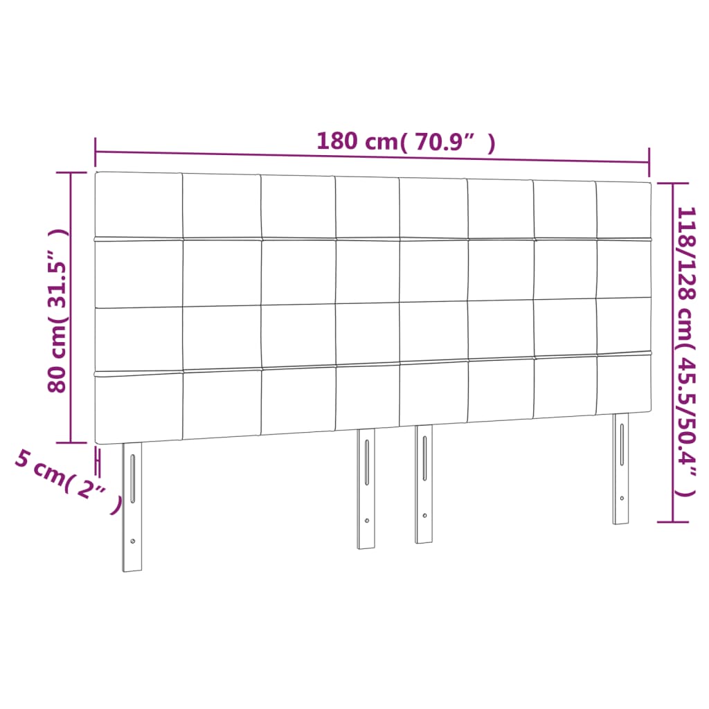 Uzglavlje krem boje 180x5x118/128 cm tkanina