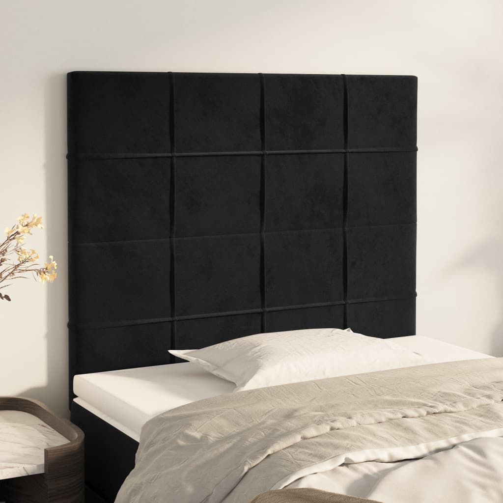 Uzglavlje Crno 80x5x118/128 cm Baršunasto