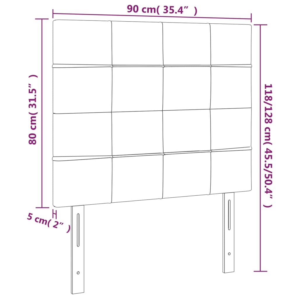 Uzglavlje tamno sivo 90x5x118/128 cm baršunasto