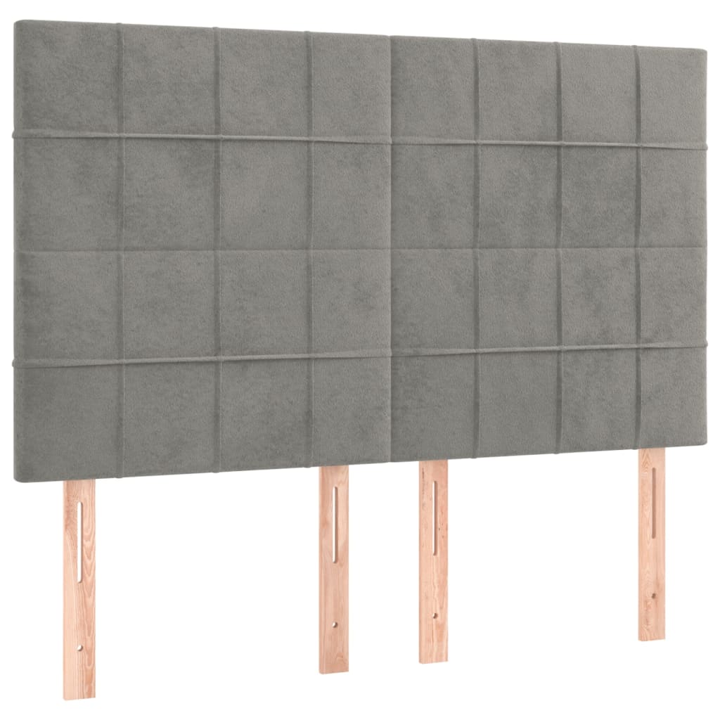 Uzglavlje svijetlosivo 144x5x118/128 cm baršunasto