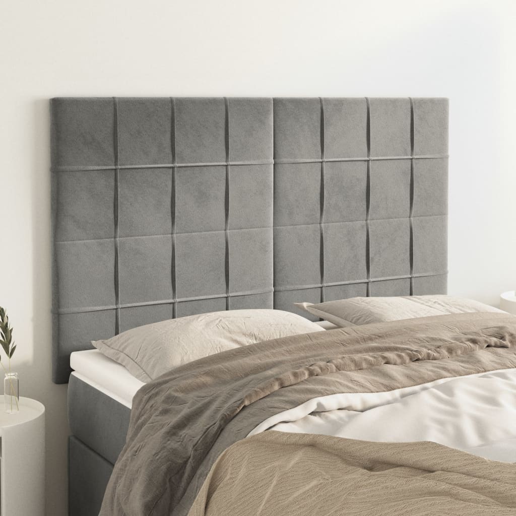 Uzglavlje svijetlosivo 144x5x118/128 cm baršunasto