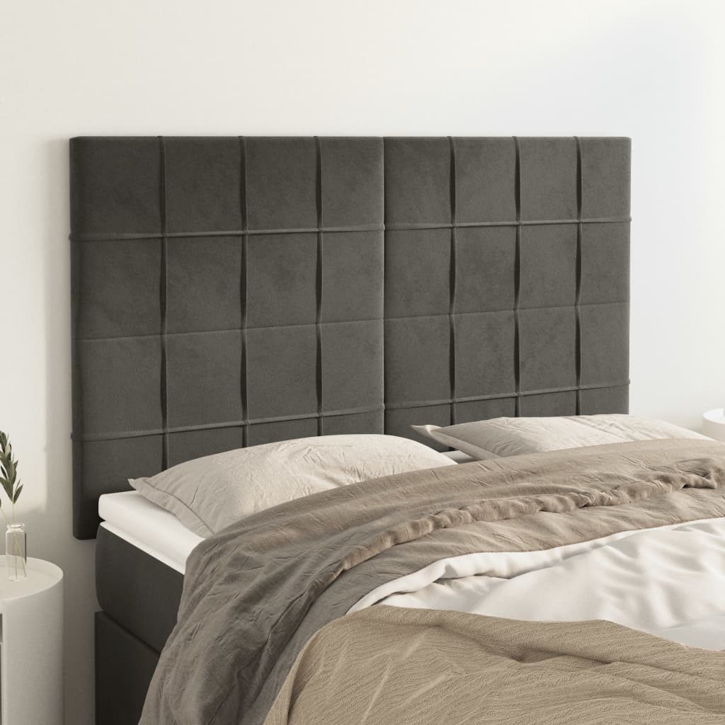 Uzglavlje tamno sivo 144x5x118/128 cm baršunasto