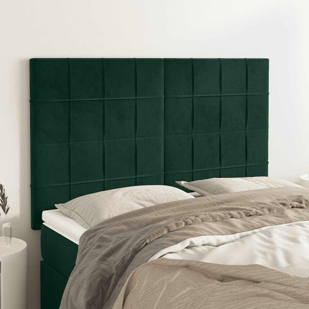 Uzglavlje tamnozeleno 144x5x118/128 cm baršunasto