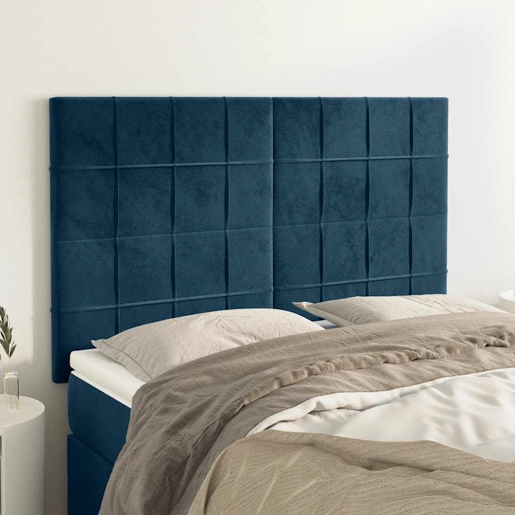 Uzglavlje tamnoplavo 144x5x118/128 cm baršunasto