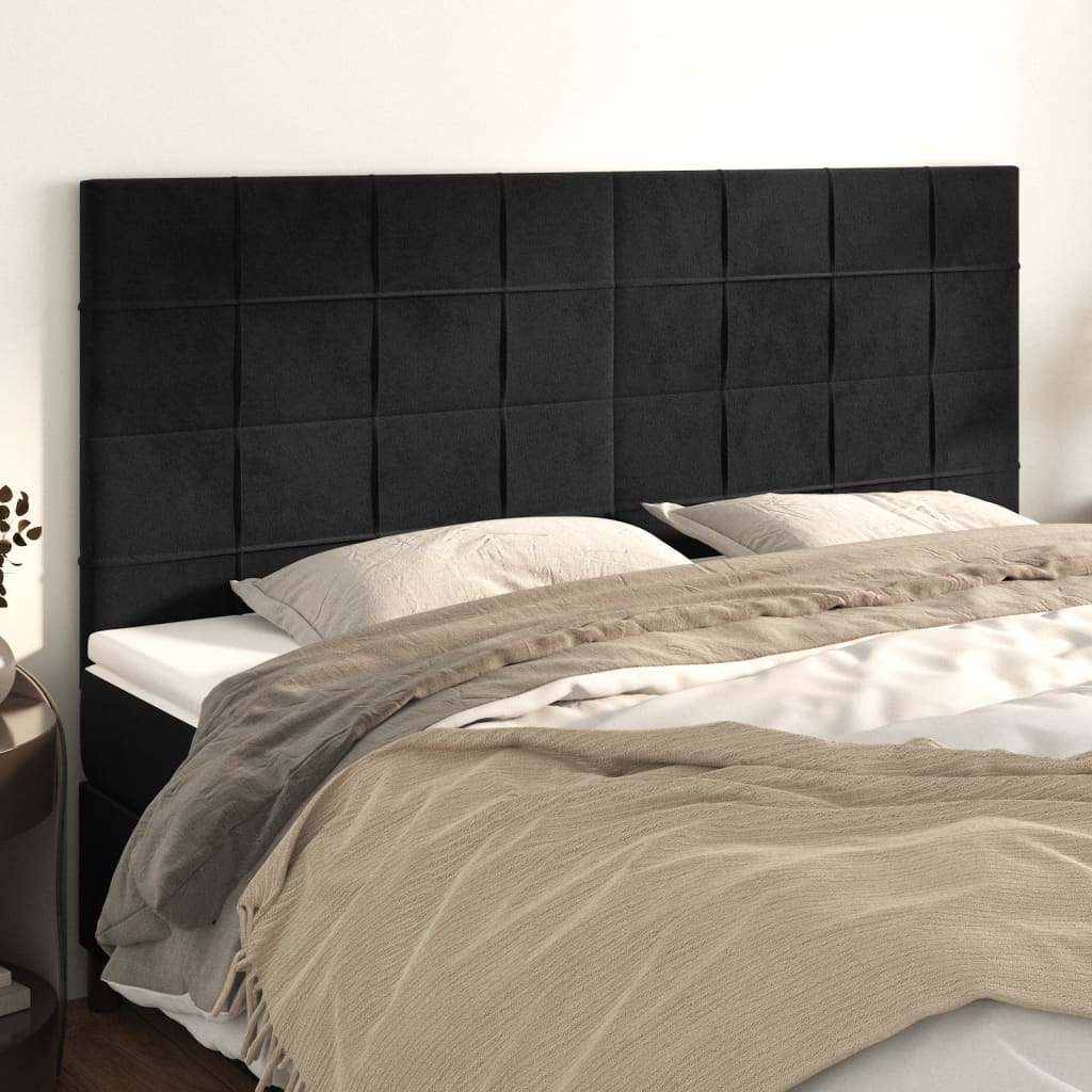 Uzglavlje crno 200x5x118/128 cm baršunasto
