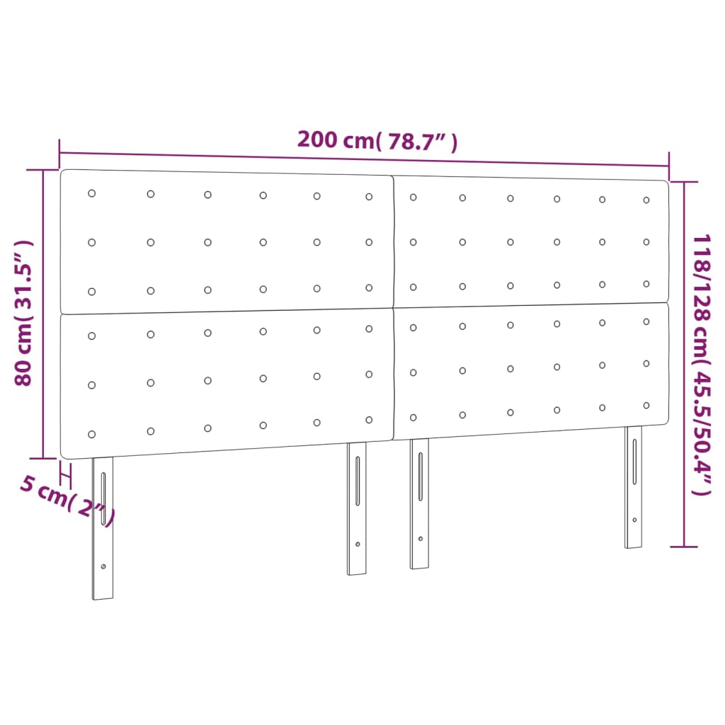 Uzglavlje Bijelo 200x5x118/128 cm Imitacija kože