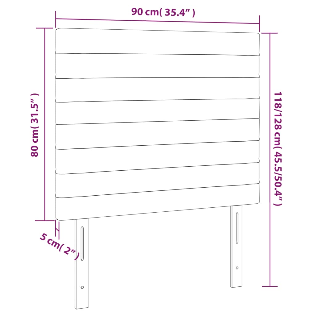 Uzglavlje Crno 90x5x118/128 cm Tkanina