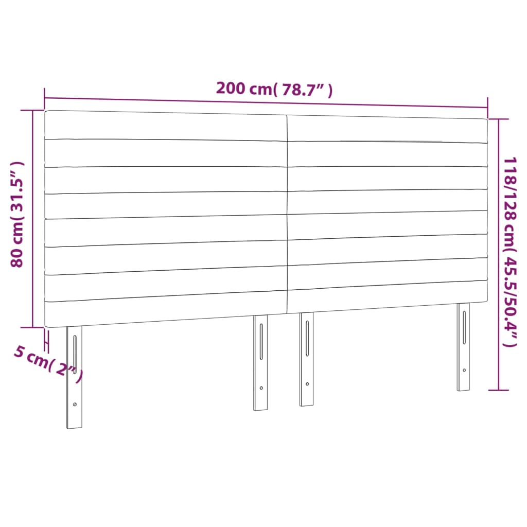 Uzglavlje plavo 200x5x118/128 cm tkanina