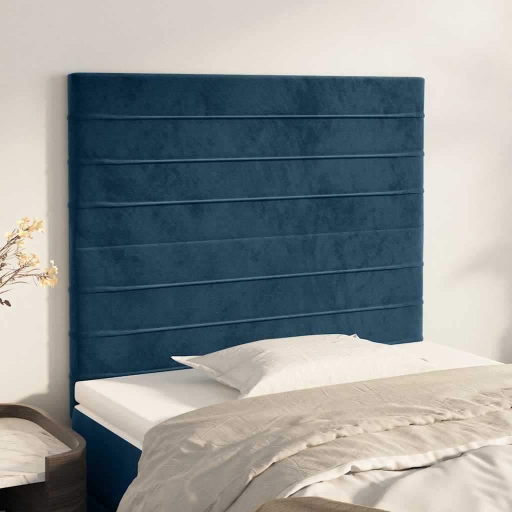 Uzglavlje tamnoplavo 90x5x118/128 cm baršunasto