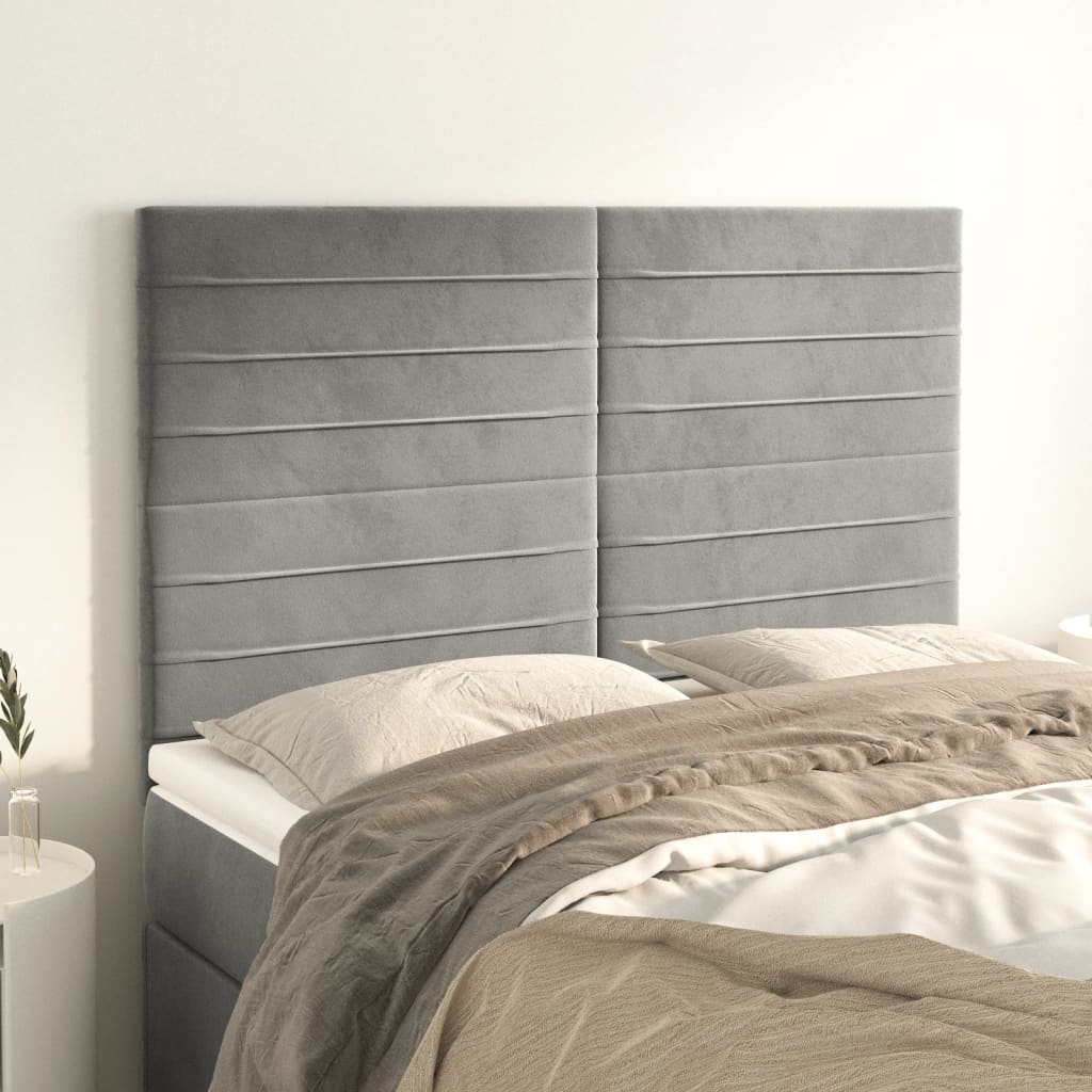 Uzglavlje svijetlosivo 144x5x118/128 cm baršunasto