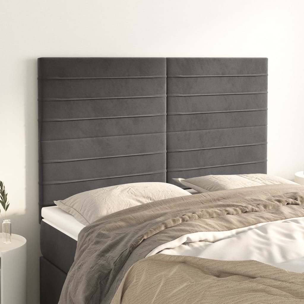 Uzglavlje tamno sivo 144x5x118/128 cm baršunasto