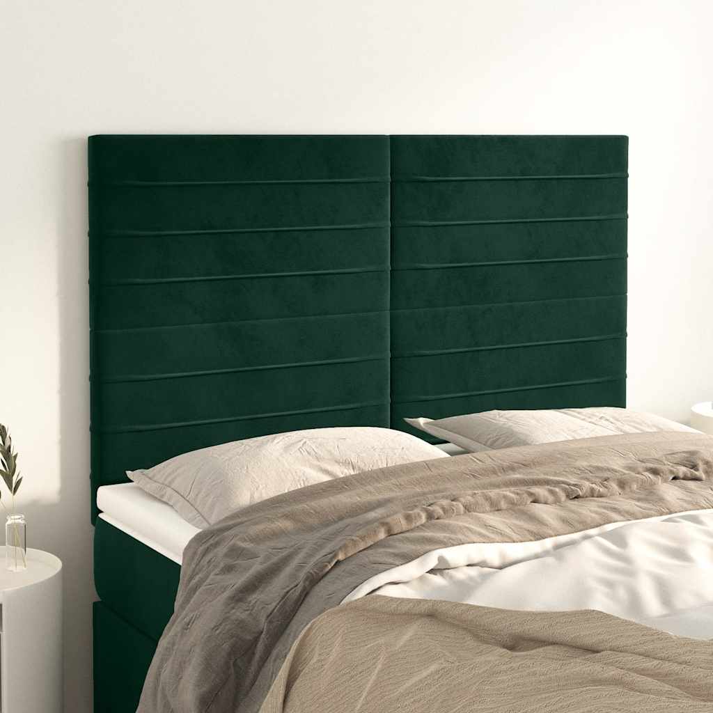 Uzglavlje tamnozeleno 144x5x118/128 cm baršunasto