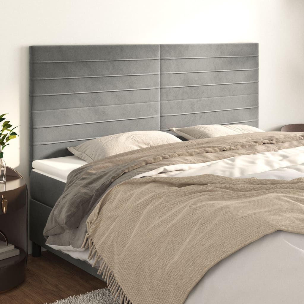 Uzglavlje svijetlosivo 180x5x118/128 cm baršunasto