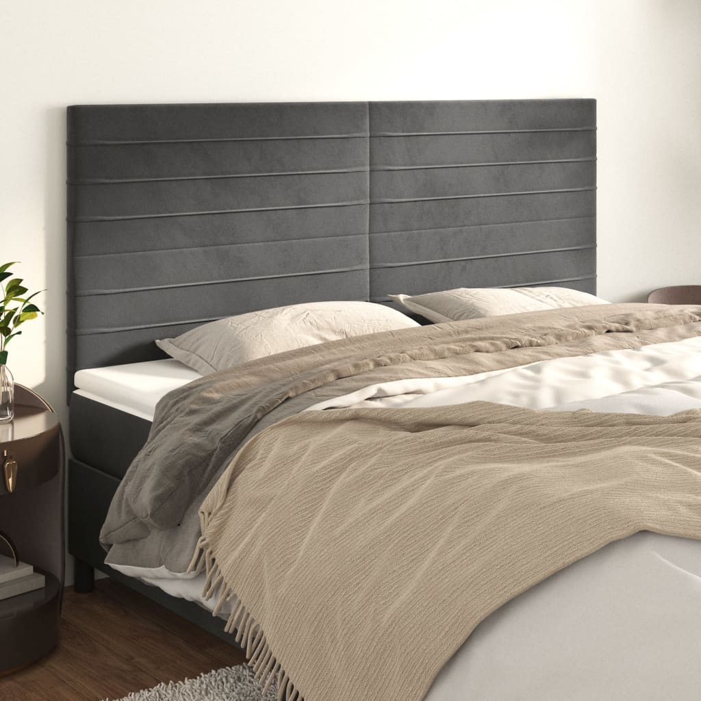 Uzglavlje tamno sivo 200x5x118/128 cm baršunasto