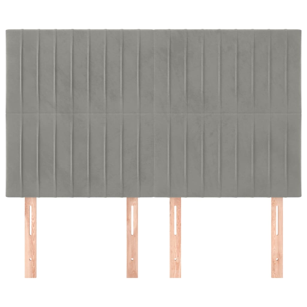 Uzglavlje svijetlosivo 144x5x118/128 cm baršunasto