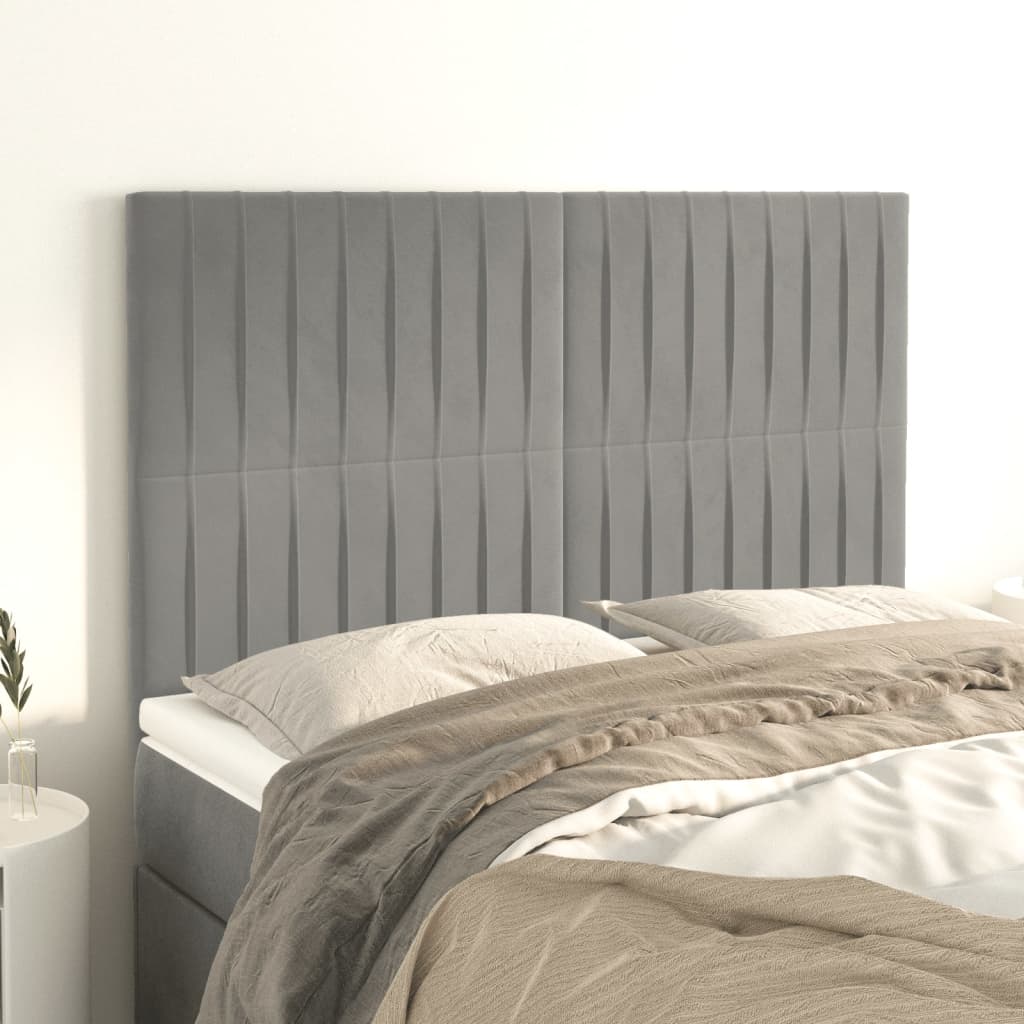 Uzglavlje svijetlosivo 144x5x118/128 cm baršunasto