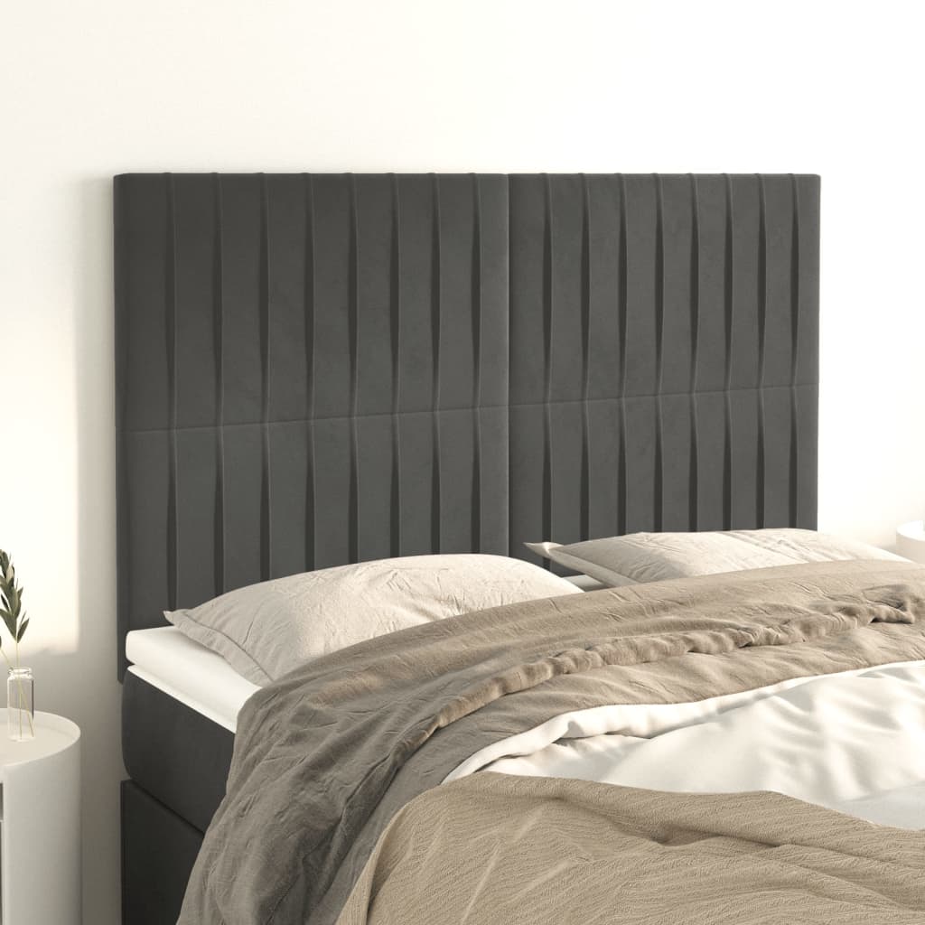 Uzglavlje tamno sivo 144x5x118/128 cm baršunasto